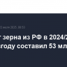 Экспорт зерна из РФ в 2024/25 сельхозгоду составил 53 млн тонн