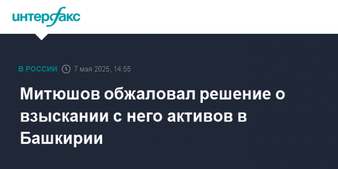 Митюшов обжаловал решение о взыскании с него активов в Башкирии