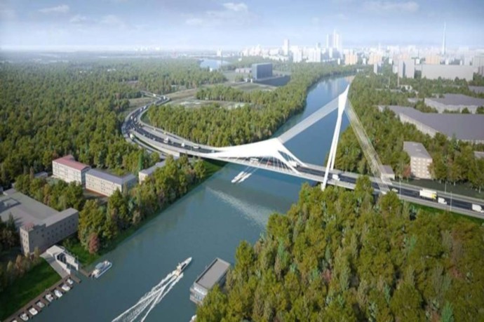 Мост-парус на западе Москвы возводят, не останавливая движение по реке