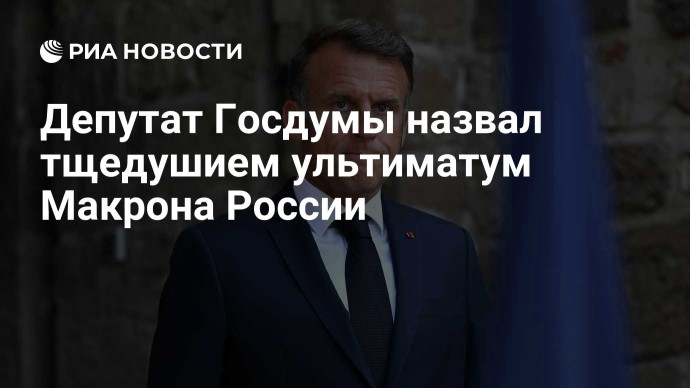 Депутат Госдумы назвал тщедушием ультиматум Макрона России