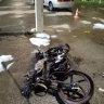 На астраханской дороге от столкновения вспыхнул мотоцикл