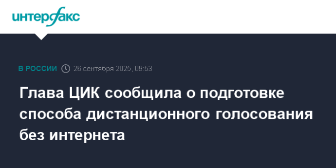 Глава ЦИК сообщила о подготовке способа дистанционного голосования без интернета