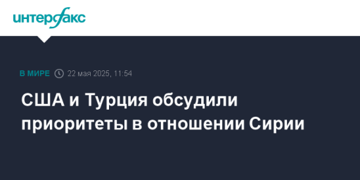 США и Турция обсудили приоритеты в отношении Сирии