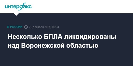 Несколько БПЛА ликвидированы над Воронежской областью