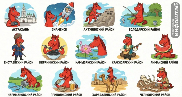 Галопом по районам: символ Нового года огненная лошадка побывала в разных уголках Астраханской области