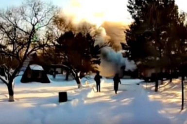 В Приамурье на территории базы Метехи произошел пожар