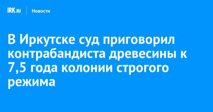 В Иркутске суд приговорил контрабандиста древесины к 7,5 года колонии строгого режима