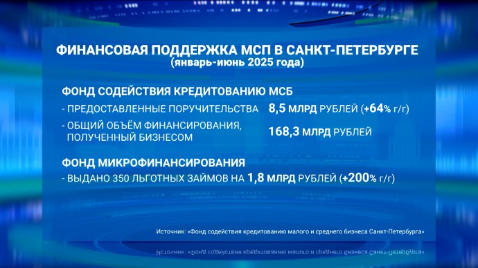 За первое полугодие Фонд содействия кредитованию малого и среднего бизнеса Санкт-Петербурга предоставил поручительства на 8,5 млрд рублей