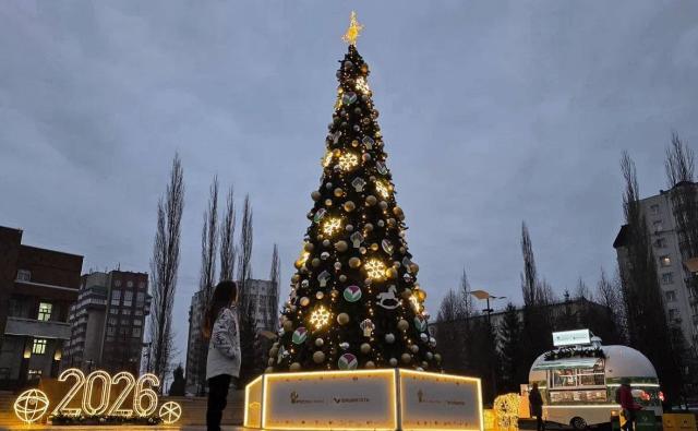 В Уфе на площади им. Мустая Карима впервые установили елку В Уфе на площади им. Мустая Карима впервые установили елку