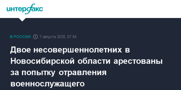 Двое несовершеннолетних в Новосибирской области арестованы за попытку отравления военнослужащего