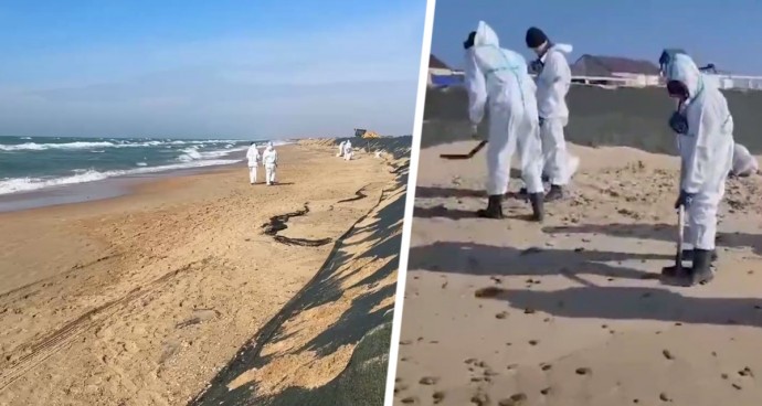В Анапе подняли со дна моря 108 мешков мазута