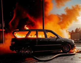 На улице Егорова в Пензе загорелся легковой автомобиль