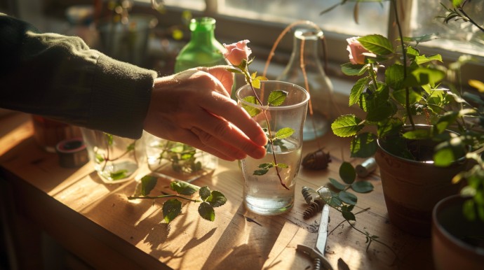 Подарок к Новому году: Выращиваем розы из черенков на подоконнике без химии