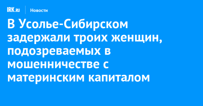 В Усолье-Сибирском задержали троих женщин, подозреваемых в мошенничестве с материнским капиталом