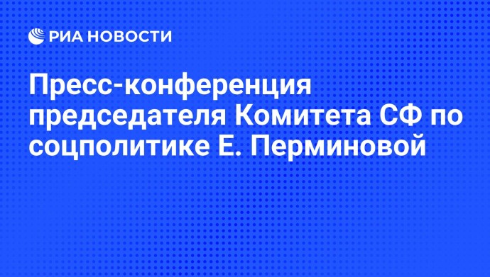 Пресс-конференция председателя Комитета СФ по соцполитике Е. Перминовой