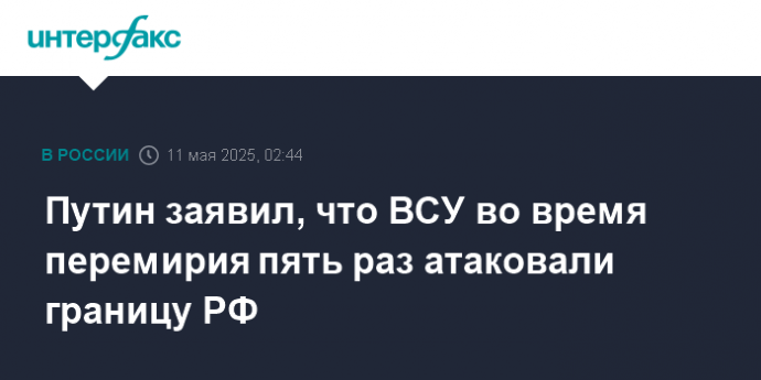 Путин заявил, что ВСУ во время перемирия пять раз атаковали границу РФ