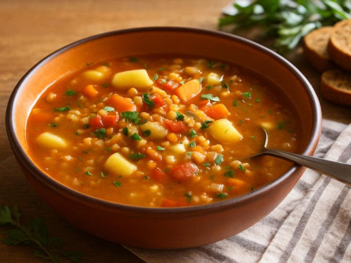Кокосовое молоко заменяет сливки в веганском чечевичном супе с карри
