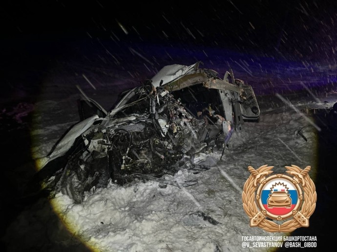 В Башкирии лоб в лоб столкнулись легковушка и грузовик