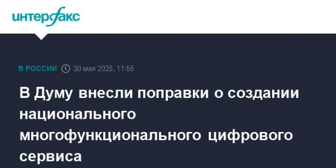 В Думу внесли поправки о создании национального многофункционального цифрового сервиса