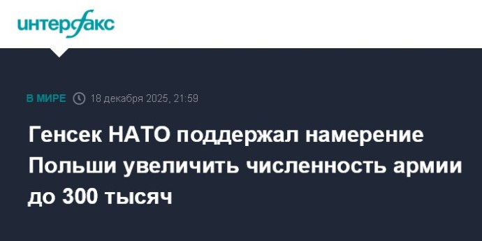 Генсек НАТО поддержал намерение Польши увеличить численность армии до 300 тысяч