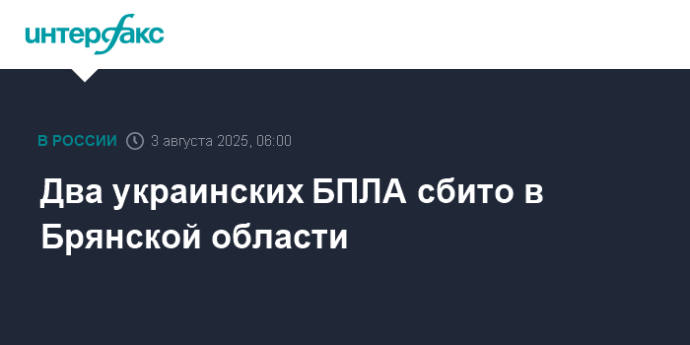 Два украинских БПЛА сбито в Брянской области