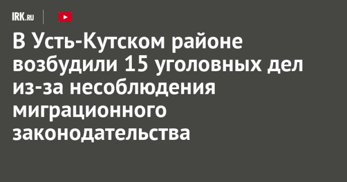 В Усть-Кутском районе возбудили 15 уголовных дел из-за несоблюдения миграционного законодательства