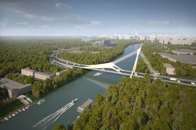 Строительство моста через Москву-реку в районе Новозаводской улицы выполнено на треть