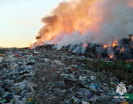 В Башкирии горит мусорный полигон