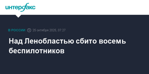 Над Ленобластью сбито восемь беспилотников