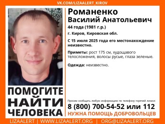 В Кирове третью неделю ищут пропавшего мужчину