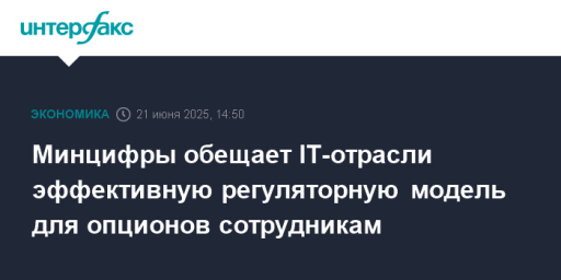 Минцифры обещает IT-отрасли эффективную регуляторную модель для опционов сотрудникам