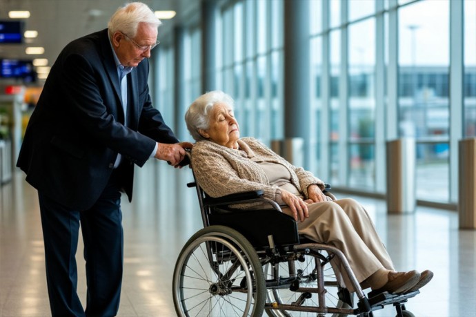 В Испании мужчина попытался сесть на борт самолета с умершей женой