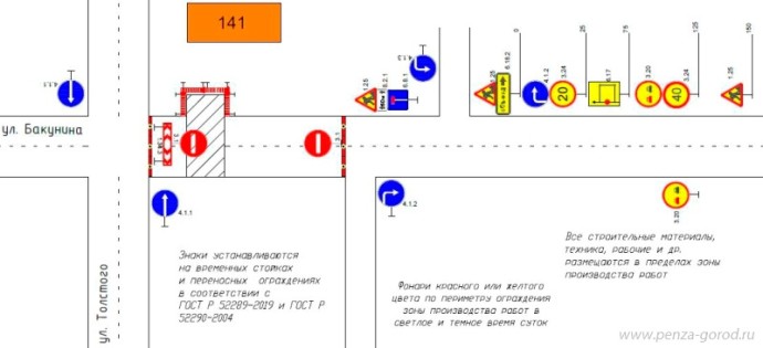 В Пензе почти на неделю перекрыли улицу Бакунина