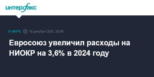 Евросоюз увеличил расходы на НИОКР на 3,6% в 2024 году