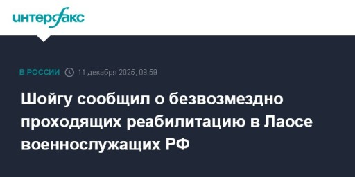 Шойгу сообщил о безвозмездно проходящих реабилитацию в Лаосе военнослужащих РФ