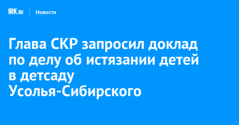 Глава СКР запросил доклад по делу об истязании детей в детсаду Усолья-Сибирского