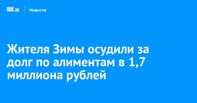 Жителя Зимы осудили за долг по алиментам в 1,7 миллиона рублей