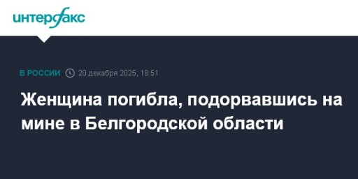 Женщина погибла, подорвавшись на мине в Белгородской области