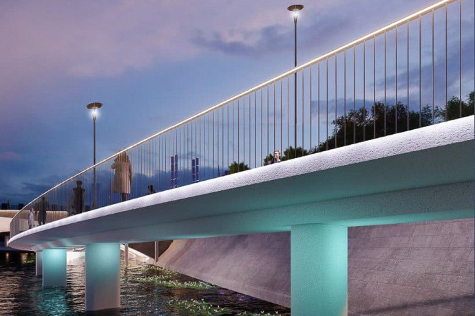 Началось строительство пешеходного моста на Болотной набережной