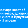 МЧС предупреждает об усилении ветра, дождях и мокром снеге в Иркутской области 5 апреля