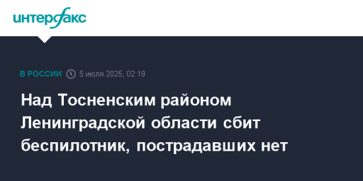 Над Тосненским районом Ленинградской области сбит беспилотник, пострадавших нет