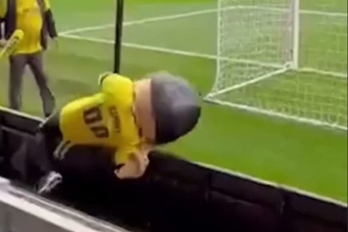 Пьяного талисмана английской футбольной команды выгнали со стадиона Пьяного талисмана английской футбольной команды выгнали со стадиона