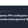 Минобороны РФ сообщило об уничтожении семи дронов ВСУ