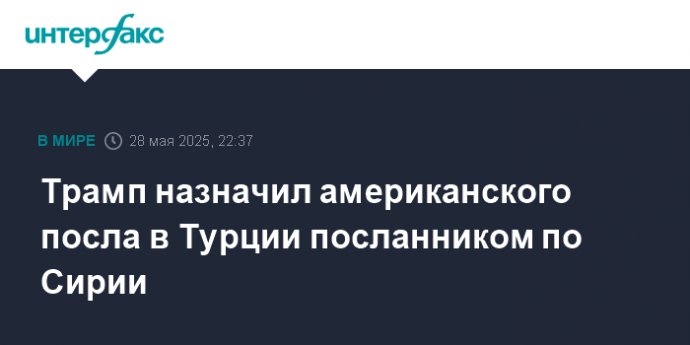 Трамп назначил американского посла в Турции посланником по Сирии