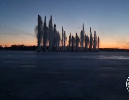 На Белой в Уфе сняли на видео взрыв льда