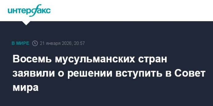 Восемь мусульманских стран заявили о решении вступить в Совет мира