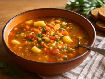 Кокосовое молоко заменяет сливки в веганском чечевичном супе с карри