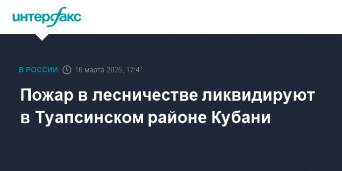 Пожар в лесничестве ликвидируют в Туапсинском районе Кубани