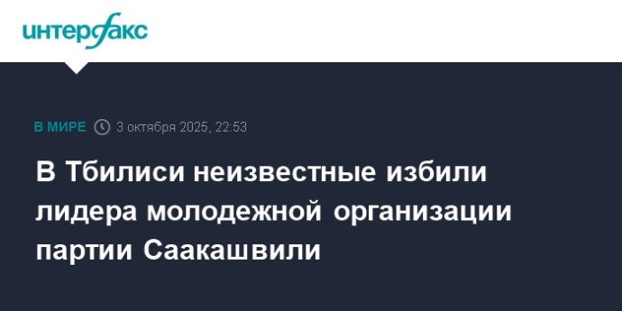 В Тбилиси неизвестные избили лидера молодежной организации партии Саакашвили