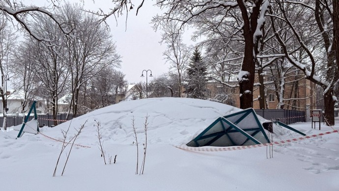 В щёкинском парке из-за снегопада обрушился павильон